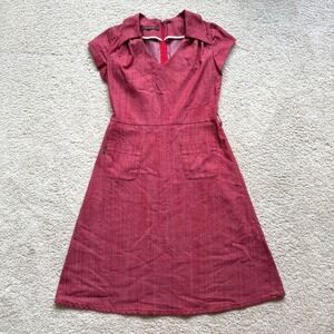 Vintage Geek Boutique Red Dress Women's Large Cotton Blend Casual Short Sleeve